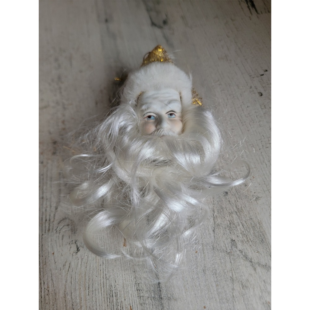 Vintage porcelain Santa Claus beard blue eye ornament Xmas Unique Home